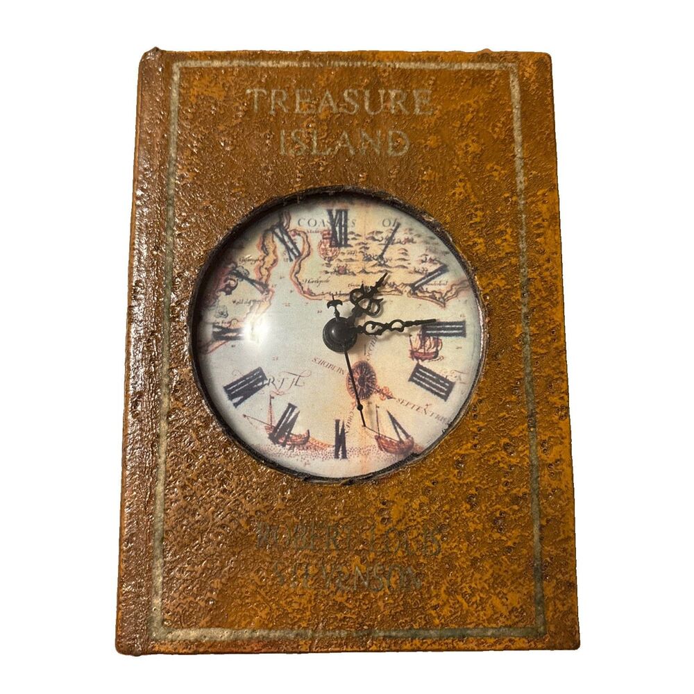 Treasure Island Clock Wood Trinket Box Book Robert Louis Stevenson  FLAWED